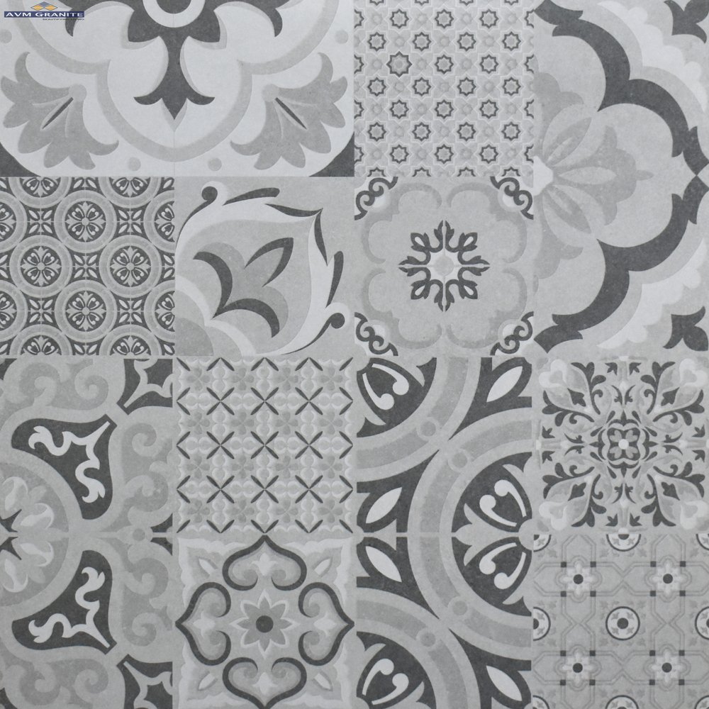 Astra Grey Glitter Rustic Carving Decor (600 x 600, Duracon) - 1