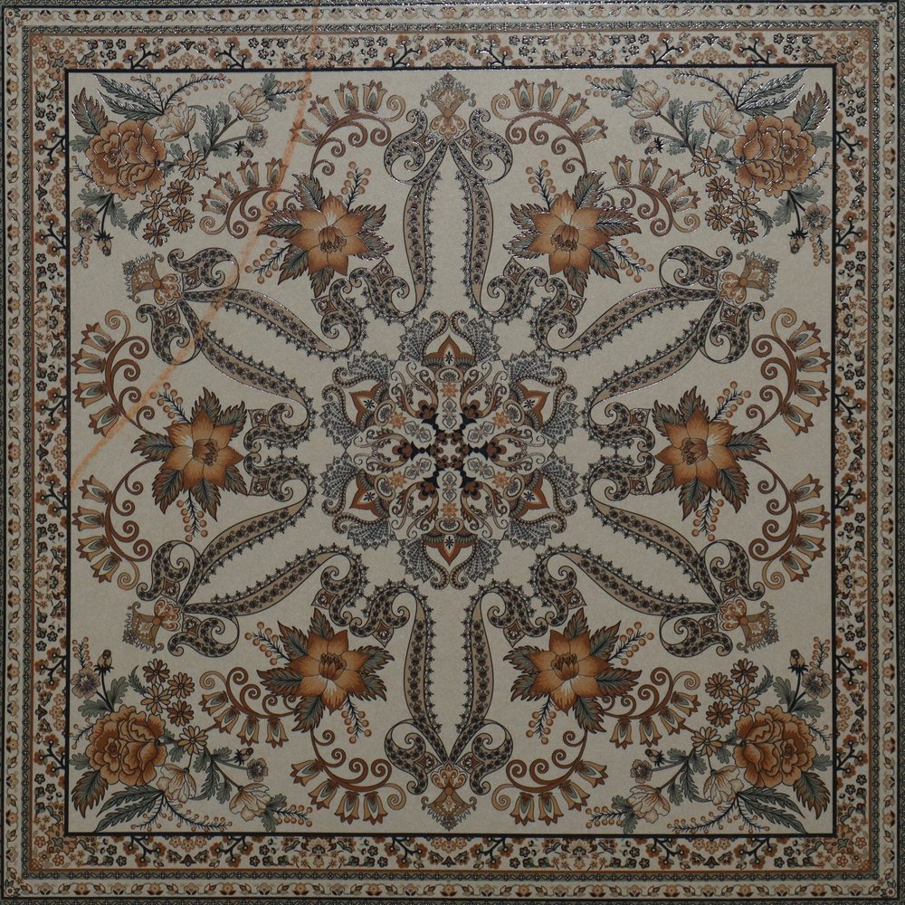 Persian Motif Gliter Matt punch with carving (600 x 600, Exotica) - 1