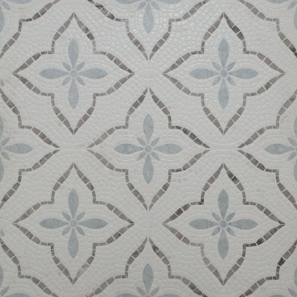 Ravenna Fiore White M-635 Matt Matt with Glossy effect (600 x 600, Exotica) - 1