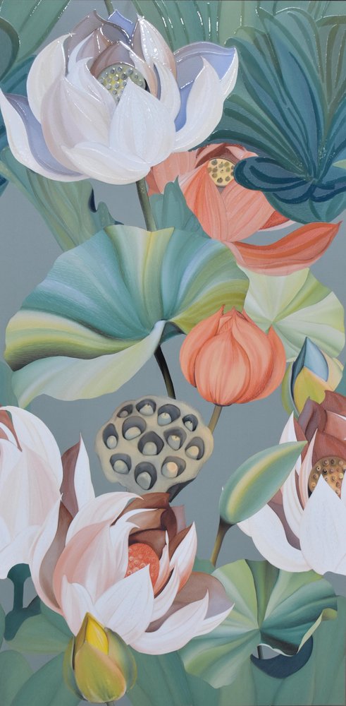 Lotus Flower Decor Endless Matt with Glossy finsih (600 x 1200, Itaca) - 1