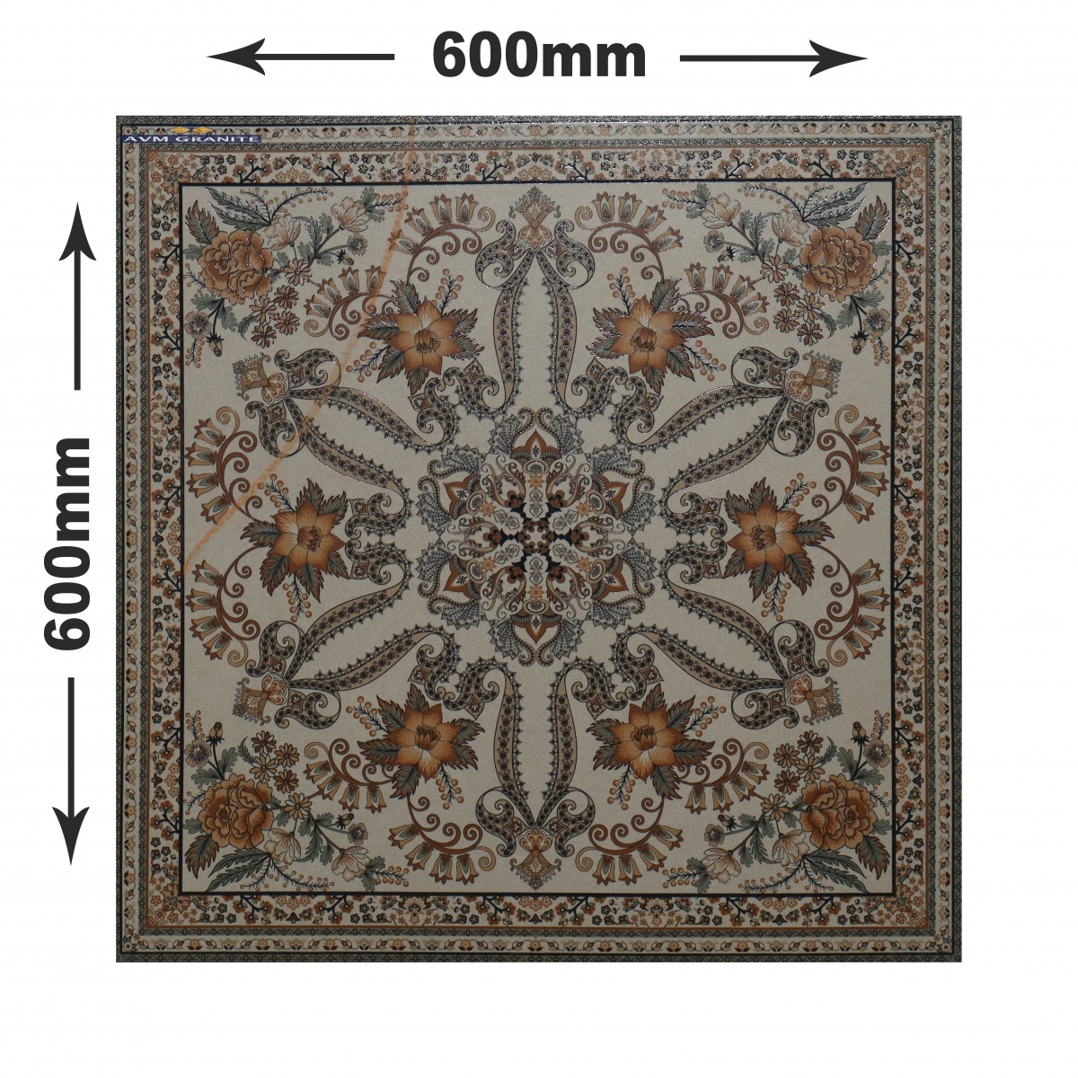 Persian Motif Gliter Matt punch with carving (600 x 600, Exotica) - 4