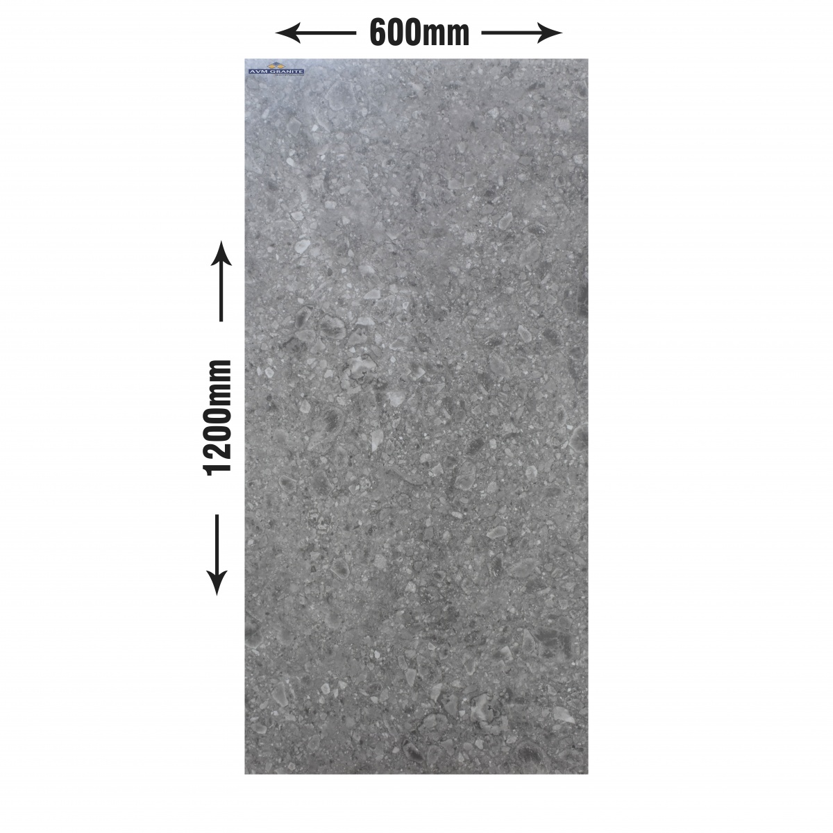 Venetian Terrazzo Grey Matt (600 x 1200, Qutone) - 4