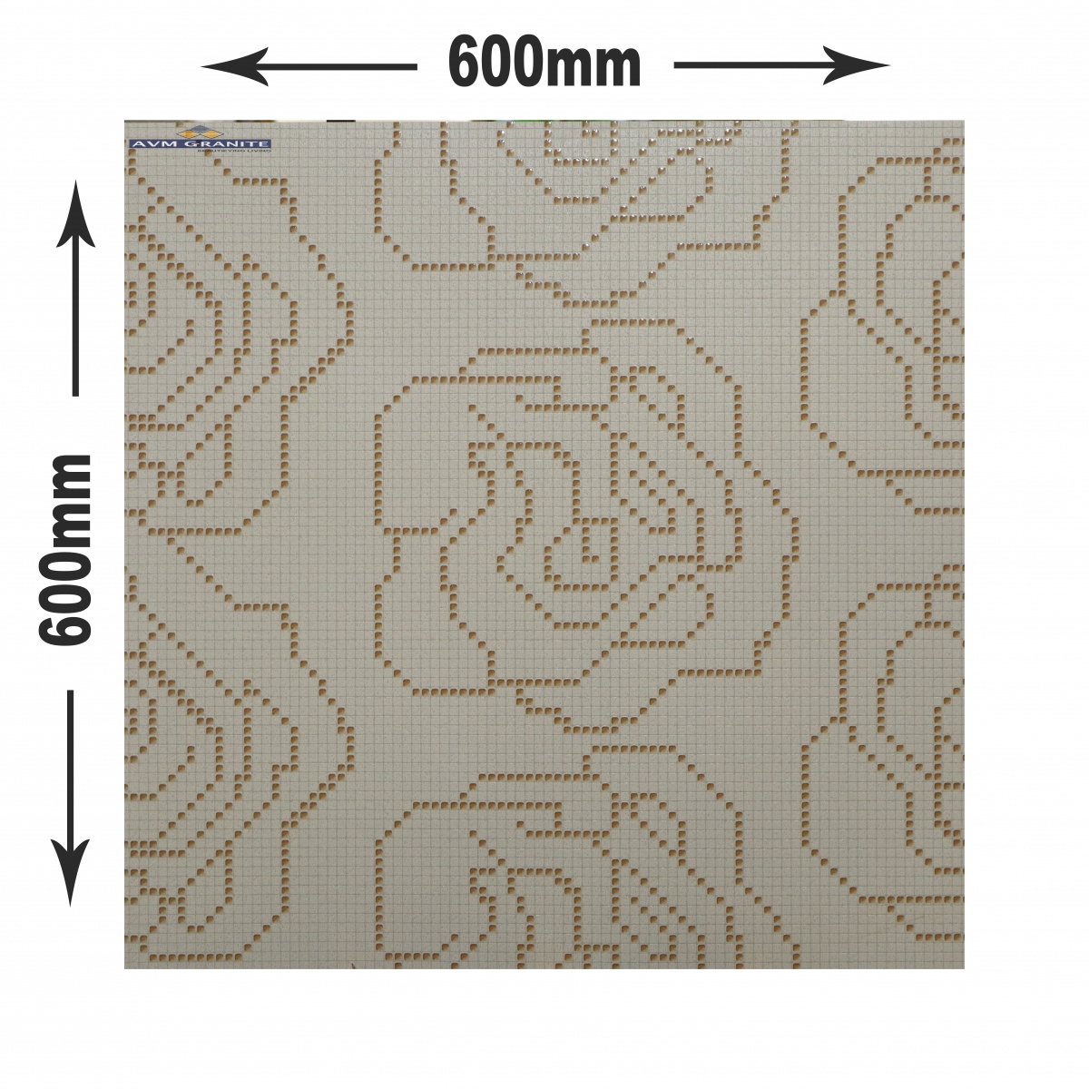 Fiore Rosa Ivory G-634 Glossy Matt with Glossy effect (600 x 600, Exotica) - 4